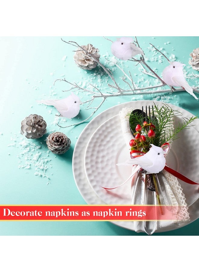 Canlierr Set of 36 Cardinal Bird with Clip Handmade Christmas Artificial Birds Clip Ornaments Fake Tree Birds Artificial Birds for Christmas Tree Outdoor Wreaths Crafts, 2'', 4'', 6''(White) - Image 5