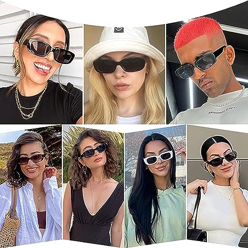 JUDOO Rectangle Sunglasses for Women Vintage Fashion Narrow Square Frame with UV400 Protection(Black) - Image 2