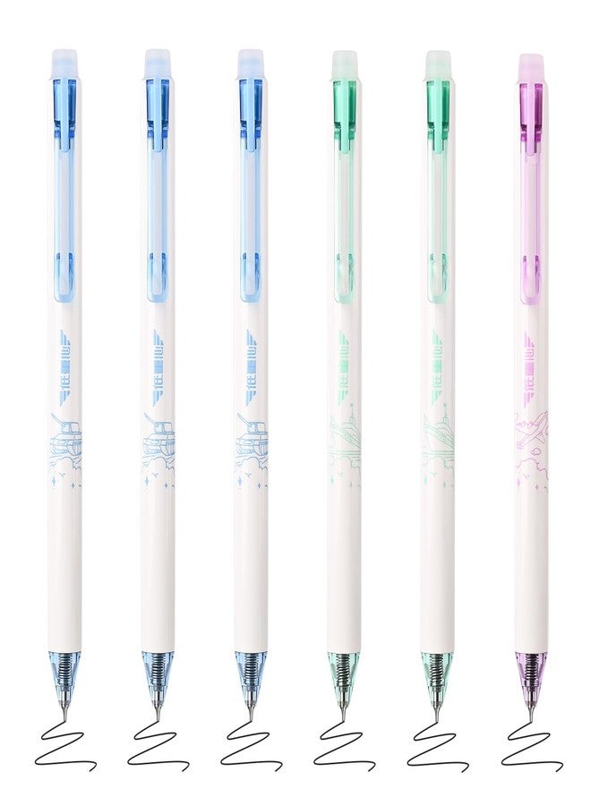 BAYTORY 6Pcs Fine Point Erasable Pens Black, 0.5mm Gel Ink Pen with Eraser for School Office Smooth Writing Crossword Puzzles (Black Ink) - Image 1