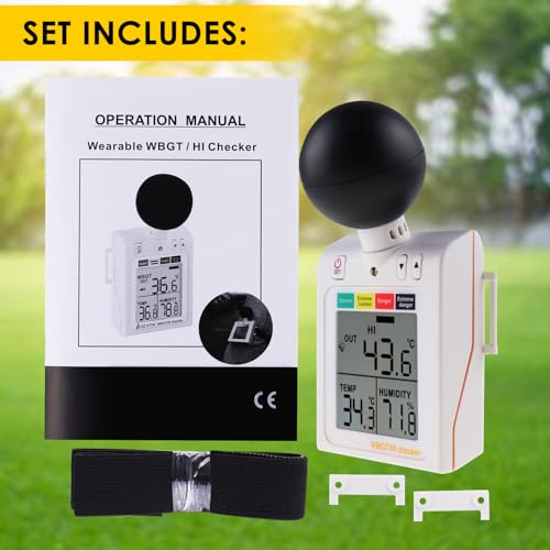 GAIN EXPRESS Wearable 2-in-1 WBGT + HI Heat Index Checker Wet Bulb Globe Temperature Heat Stress Meter Air Globe Temperature Humidity Tester with Dangerous Level Indicator Audible Alarm - Image 3