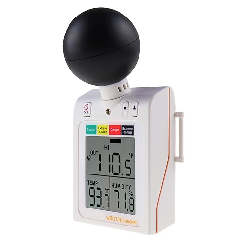 GAIN EXPRESS Wearable 2-in-1 WBGT + HI Heat Index Checker Wet Bulb Globe Temperature Heat Stress Meter Air Globe Temperature Humidity Tester with Dangerous Level Indicator Audible Alarm - Image 1