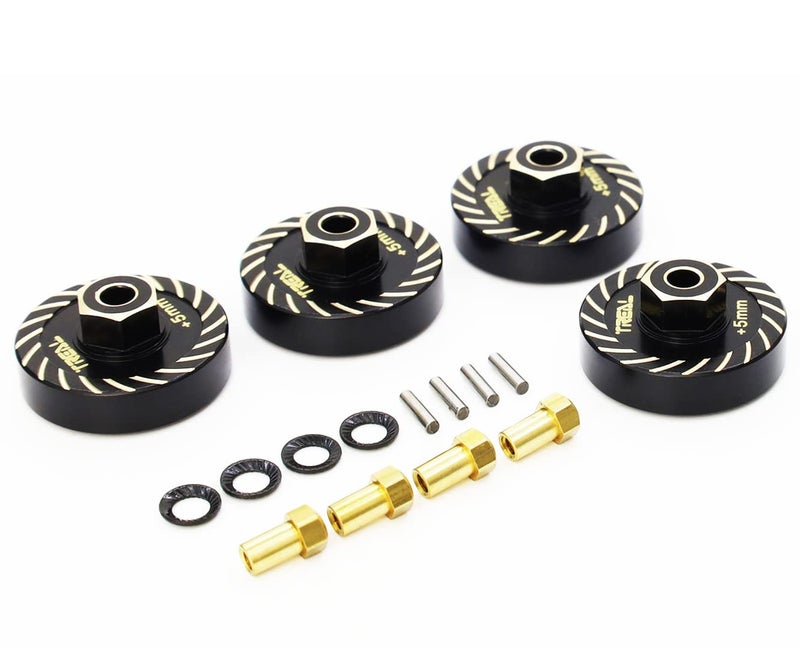 Treal Brass Extended Wheel Spacers 4p 5mm Axle Counter Weight Type B for Axial SCX24 Deadbolt C10 Gladiator Bronco Black - Image 3