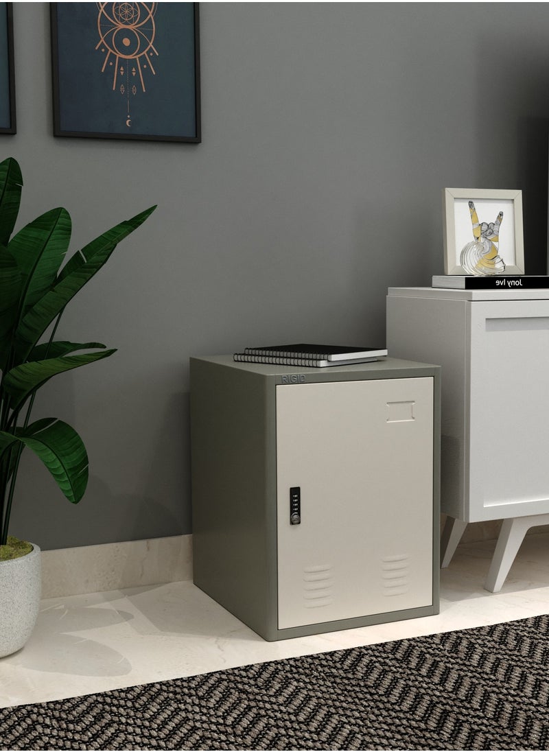 RIGID - Metal Storage Cabinet with 4-Digit Combination Lock Grey 50x38x45.7cm - Image 1