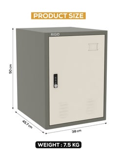 RIGID Metal Storage Cabinet with 4-Digit Combination Lock Grey 50x38x45.7cm  - Image 2