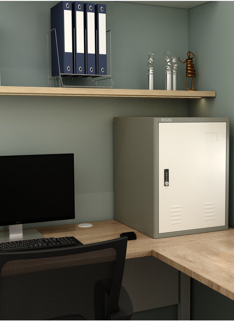 RIGID - Metal Storage Cabinet with 4-Digit Combination Lock Grey 50x38x45.7cm - Image 1