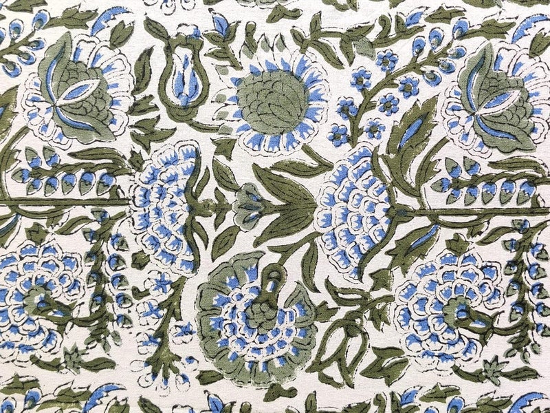 ATOSII Clover Blue 100 Cotton Square Fall Tablecloth Handblock Floral Linen Table Cloth for Kitchen Dining Table I Parties Wedding Christmas Thanksgiving I Fall Home Decor 60 X 60 Inches - Image 5
