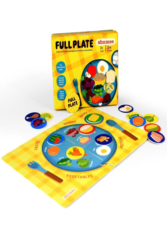 Shumee Full Plate - Toddler Learning Game with Double-Sided Boards (3 Years+) | 44 Food Tokens, 4 Double Sided Four-Piece Puzzle | Multicolor | Eco Friendly | Child Safe - Image 1