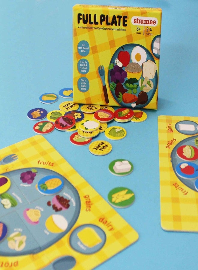 Shumee Full Plate - Toddler Learning Game with Double-Sided Boards (3 Years+) | 44 Food Tokens, 4 Double Sided Four-Piece Puzzle | Multicolor | Eco Friendly | Child Safe - Image 2