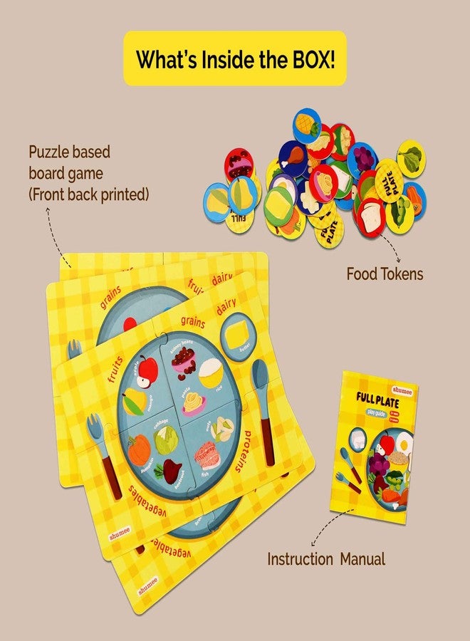 Shumee Full Plate - Toddler Learning Game with Double-Sided Boards (3 Years+) | 44 Food Tokens, 4 Double Sided Four-Piece Puzzle | Multicolor | Eco Friendly | Child Safe - Image 5