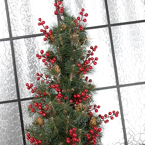 LLZLL 32 Pack Christmas Tree Decorations, Artificial Red Berry Stems 6.5 Inch Christmas Berry Picks with Holly Berries for Xmas Winter Holiday Home DIY Ornaments - Image 2