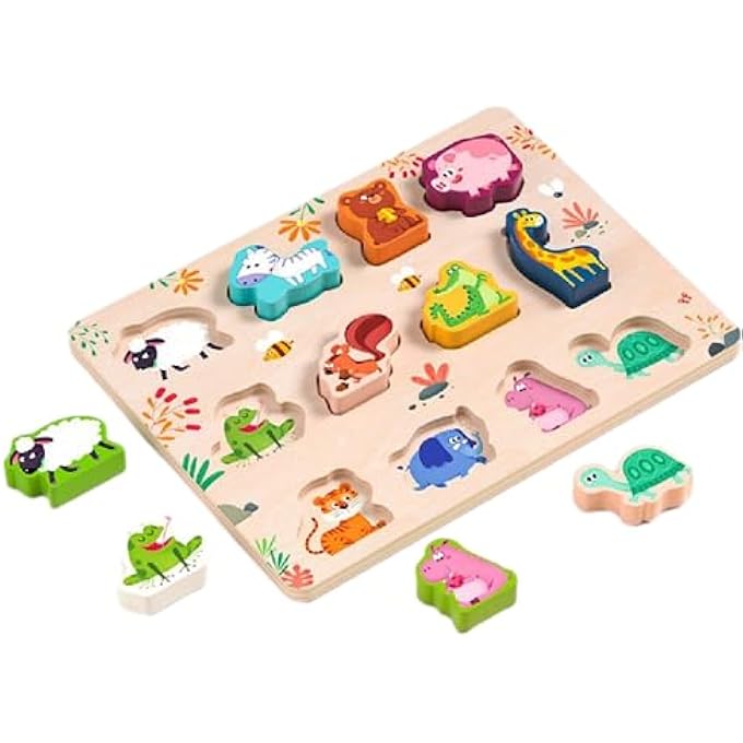 MONTESSORI TOYS FOR 1-3 YEARS OLD BOYS GIRLS TODDLERS, WOODEN SORTING WOODEN BOARD JIGSAW PUZZLE GAME EDUCATIONAL TOY VEGETABLE RECOGNITION STACKER SHAPE SORTER, LEARNING PUZZLES GIFT (VEGETABLE) - Image 2