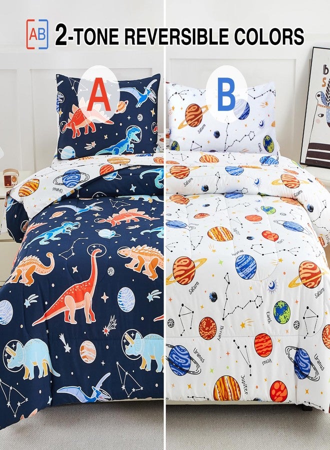Aimuan Glow in the Dark Space Comforter Set Kids Dinosaur Animals Bedding Set Super Soft & Cute Planet Printed for Boys Girls Teen (Black, Twin 5Pcs) - Image 3