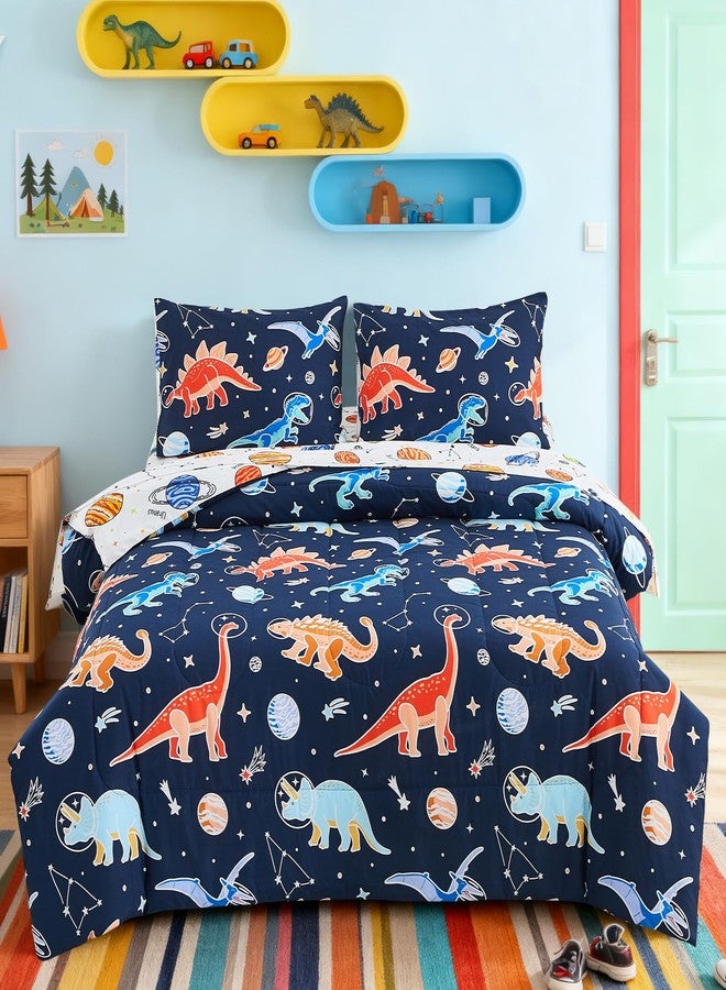 Aimuan Glow in the Dark Space Comforter Set Kids Dinosaur Animals Bedding Set Super Soft & Cute Planet Printed for Boys Girls Teen (Black, Twin 5Pcs) - Image 2