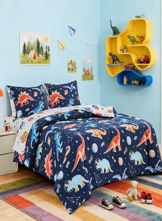 Aimuan Glow in the Dark Space Comforter Set Kids Dinosaur Animals Bedding Set Super Soft & Cute Planet Printed for Boys Girls Teen (Black, Twin 5Pcs) - Image 4