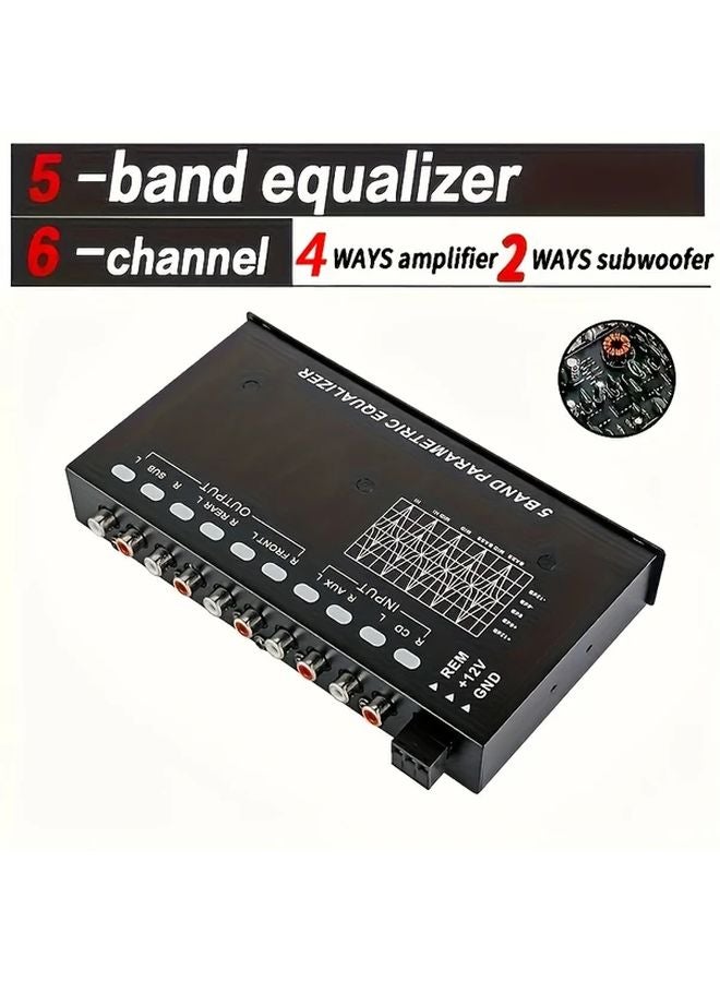 Common 5 Band Car Audio Equalizer 12V Six Channel Crossover Amplifier For Home System - Image 2