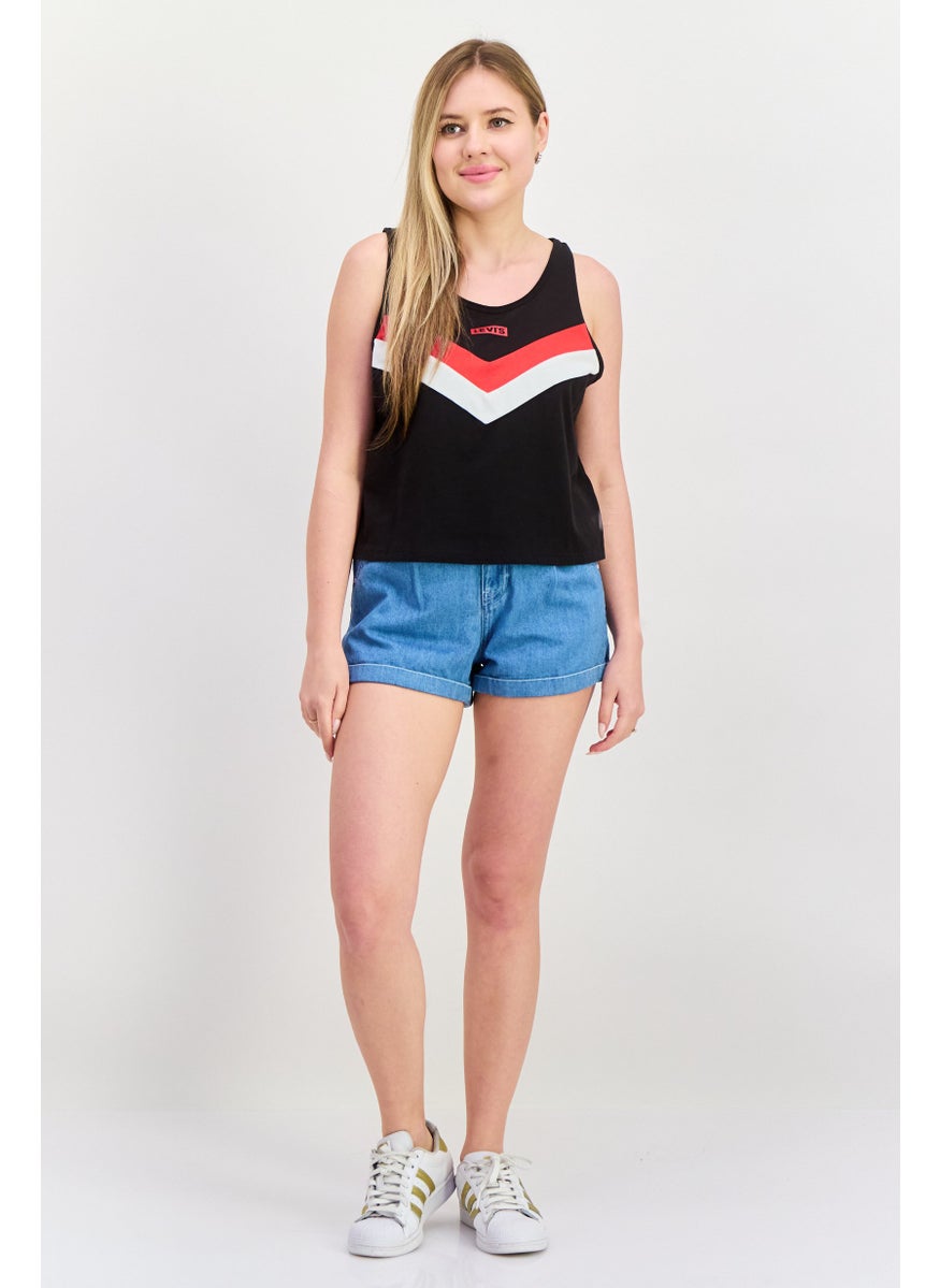 Levi's - Women Round Neck  Sleeveless Brand Logo Tank Top, Black - Image 1