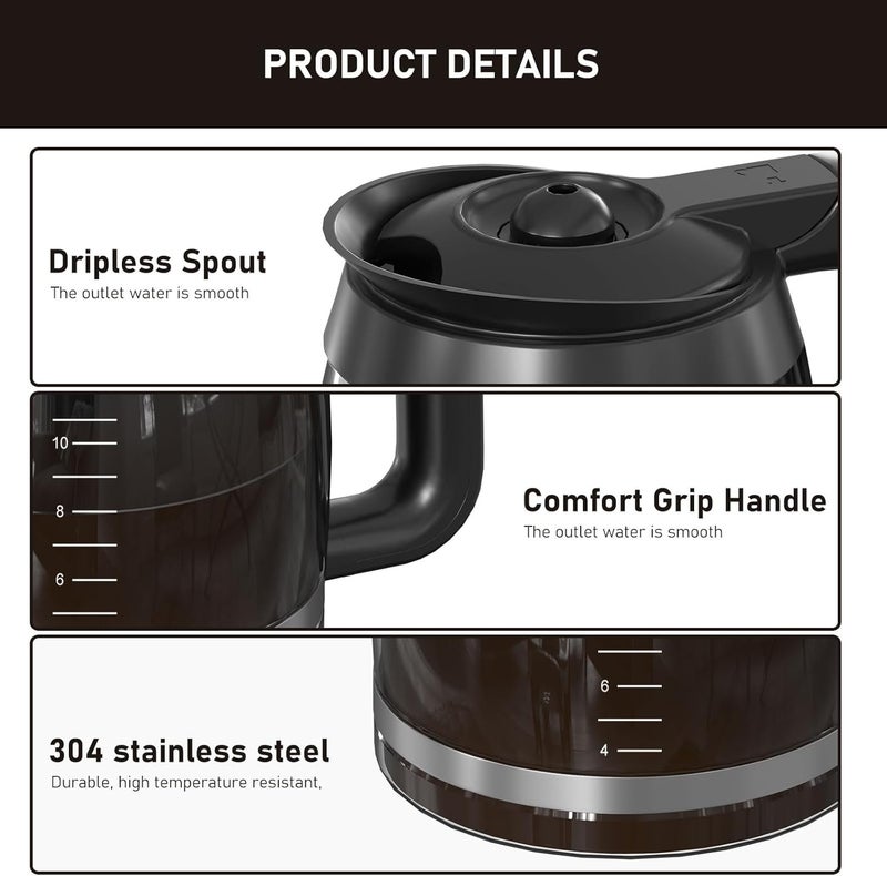 Colidier CE251 12-Cup Glass Carafe Pot Replacement Compatible with Ninja Coffee Brewer Maker, Fit Models CE251 CE201 CE201C CE200 CE200C Model# XGLSLID200, 1 Pack - Image 4