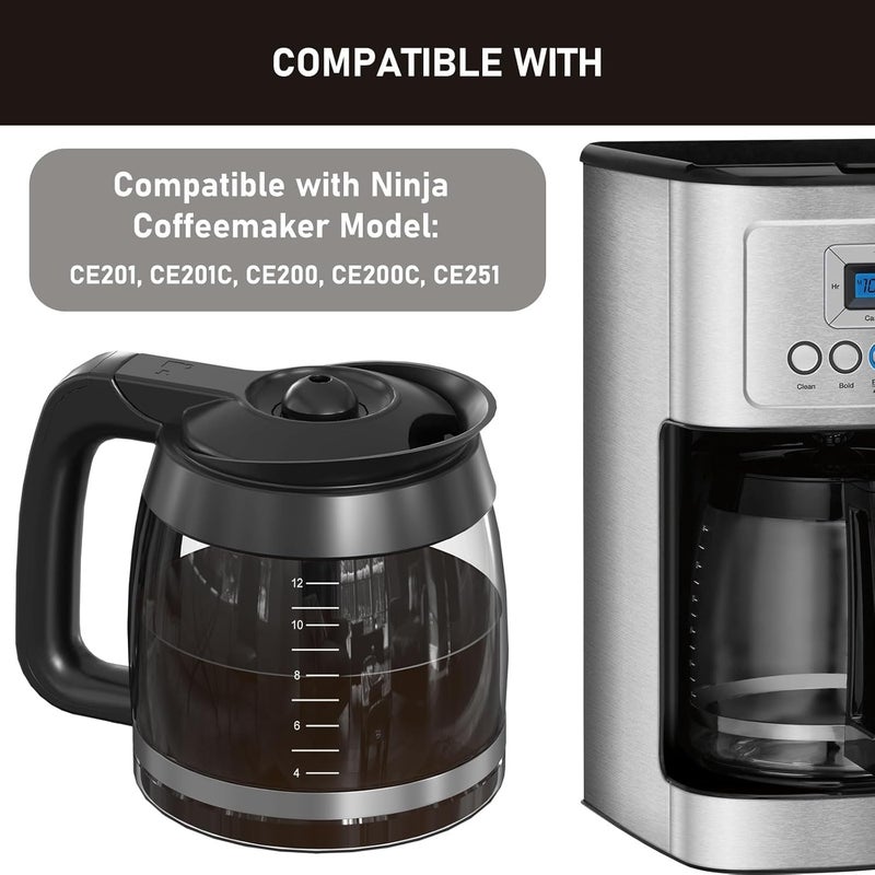 Colidier CE251 12-Cup Glass Carafe Pot Replacement Compatible with Ninja Coffee Brewer Maker, Fit Models CE251 CE201 CE201C CE200 CE200C Model# XGLSLID200, 1 Pack - Image 2