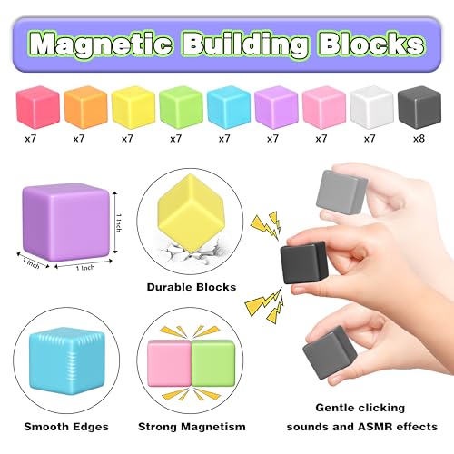 Apluses Magnetic Blocks Magnet Building Cubes for Toddlers Classroom Must Haves STEM Educational Toys for Kids Autism Sensory Montessori Magnet Toys for 3 4 5 6 7 8 Year Old Gift for Boys Girls - Image 5