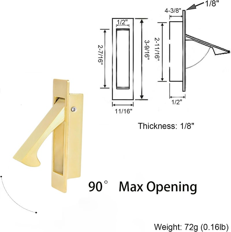 Dontay PULL 02 Pocket Door Pull Handle, Edge Pull, Professional Stainless Steel 304, Flush Mount for Sliding Door (Satin Brass, 5) - Image 5