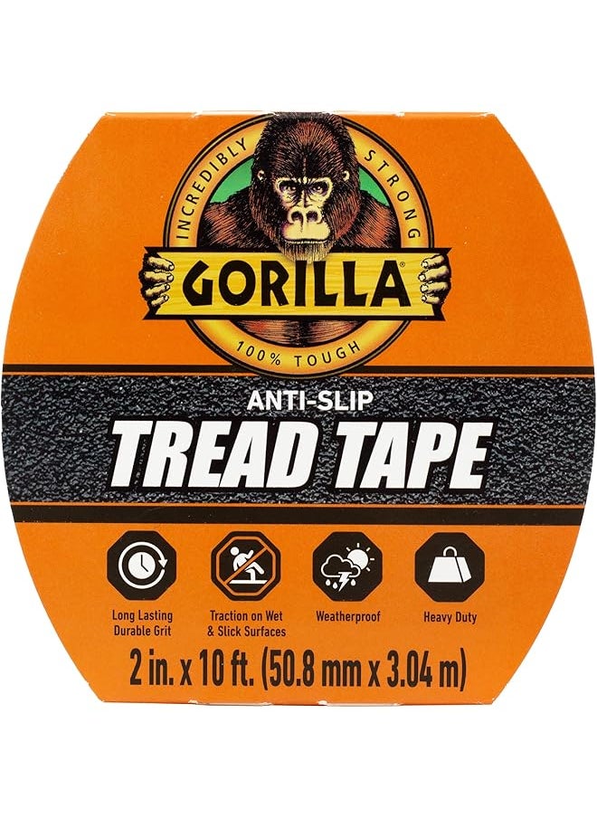Gorilla Gorilla Anti-Slip Tread Tape, 2" X 10' Roll, Black (Pack Of 1)  - Image 1