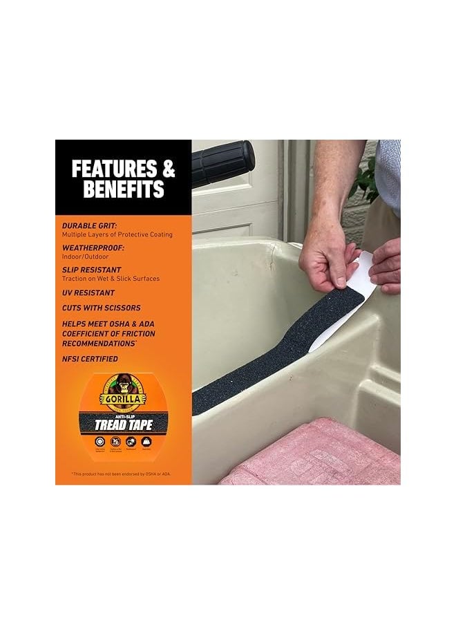 Gorilla Gorilla Anti-Slip Tread Tape, 2" X 10' Roll, Black (Pack Of 1)  - Image 4