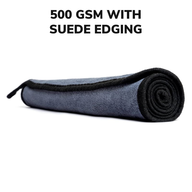 ShineXPro Microfiber Car Cleaning Cloth - OG Soft 500 GSM Extra Large (35x75 CM) Microfiber Cloth for Car and Bike - Suede Edging for Scratchless Drying and Detailing (Pack of 4, Grey) - Image 3