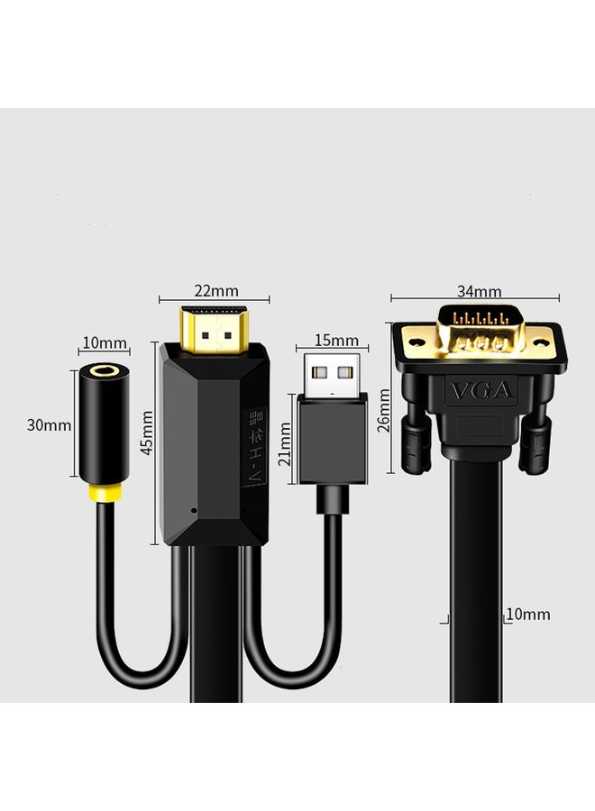 BURAQ 1m JH HV10 1080P HDMI to VGA Cable Projector TV Box Computer Notebook Industrial Display Adapter Cable  - Image 3