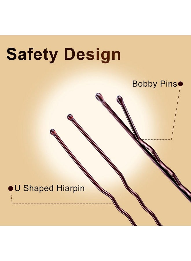 TsMADDTs TsMADDTs 200PCS Bobby Pins Brown Hair Pins U Shaped Hair Pins for Buns Women Girls with Storage Box, 2.4Inch 2Inch  - Image 4