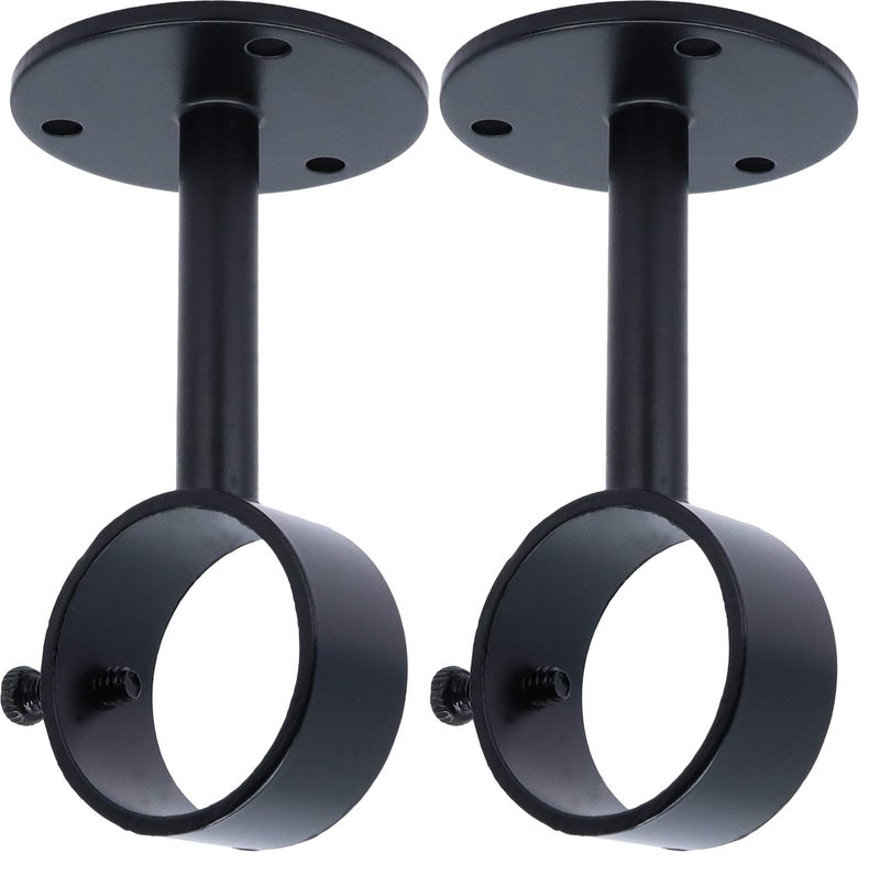 Meriville Ceiling-Mounted or Wall-Mounted Curtain Rod Brackets, for up to 1 Â¼â€ Diameter Drapery Rods, 2 PCs, Black