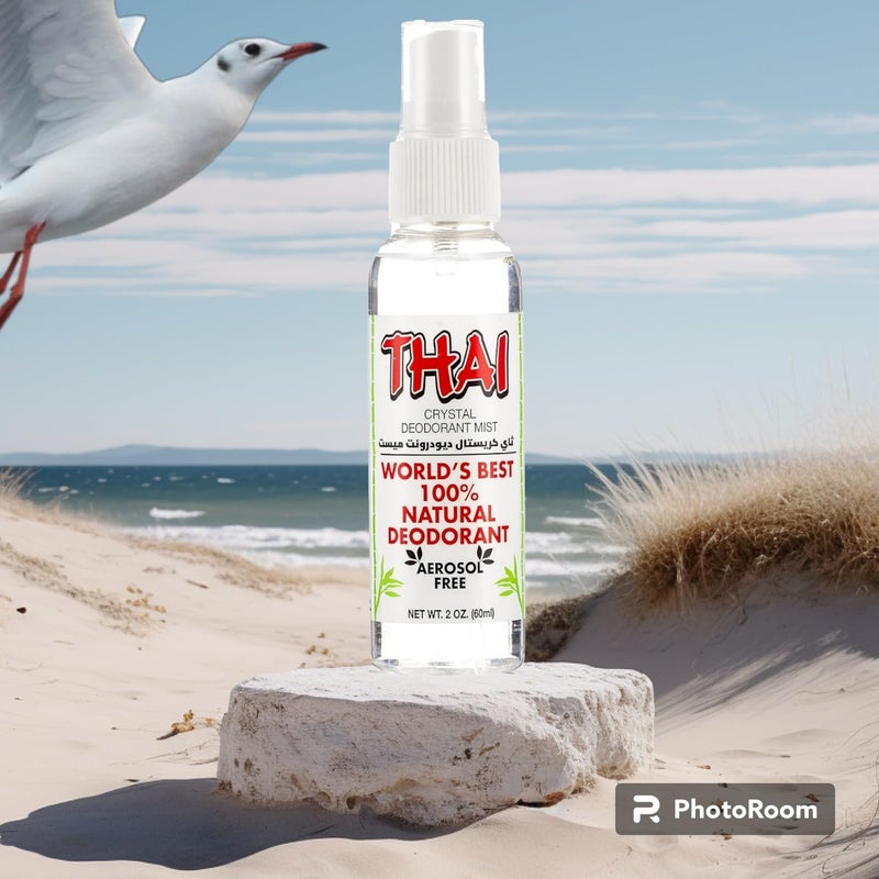 Thai Deodorant Stone THAI Travel Sized Crystal Mist Deodorant Body Spray, Unscented, 2 Fluid Ounce - Image 1