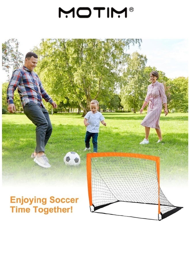 Motim Portable Soccer Goals 4x3' Foldable Soccer Net Folding Soccer Goals with Carry Bag for Youth Practice Training Football (Orange2PC)  - Image 4