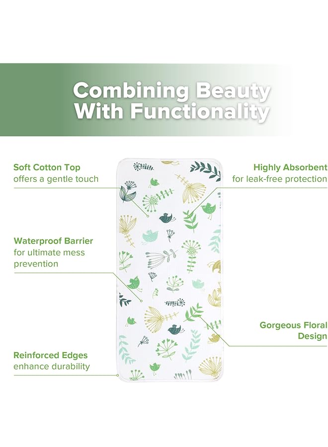 haakaa Waterproof Changing Pad Liners Portable Baby Changing Pad Cover Diaper Changing Mat Reusable 100% Cotton Ultra Soft Breathable Honey Blossom+Spring Breeze (2Pcs 13" X 27.5") - Image 5