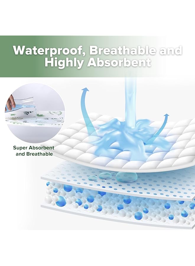 haakaa Waterproof Changing Pad Liners Portable Baby Changing Pad Cover Diaper Changing Mat Reusable 100% Cotton Ultra Soft Breathable Honey Blossom+Spring Breeze (2Pcs 13" X 27.5") - Image 4