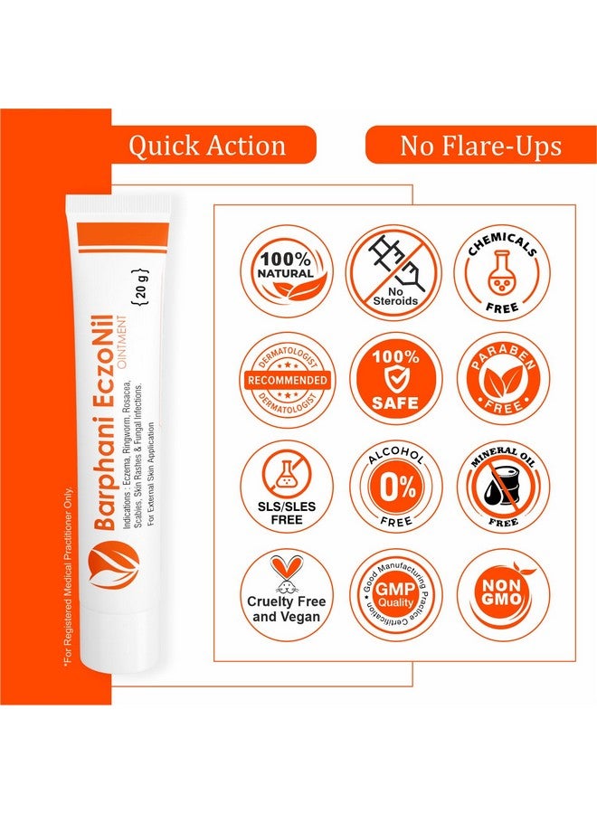 Barphani EczoNil Ointment 80g-Natural Herbal Eczema Cream For Baby Skin & All Skin Types Best Eczema Cream For Skin Eczema Itching Rashes Ringworm Toe Nail (20gx4) - Image 3