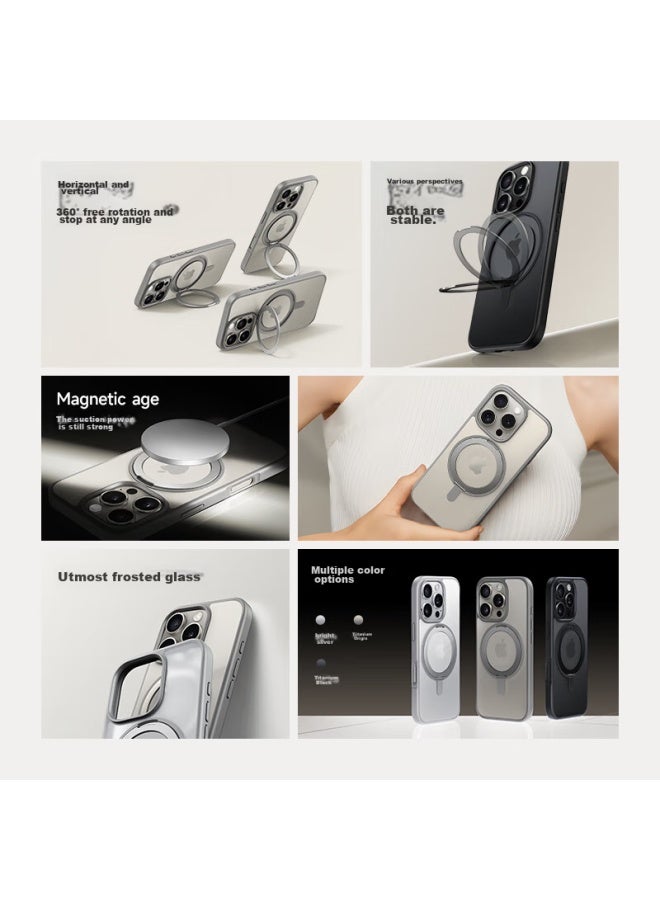 WP W&p Phone Case Stand For Iphone 16 Pro Max, Protective Cover With Magsafe Magnetic Charging, Shockproof Frosted Pivot Case, Dark Black Wp - Image 1