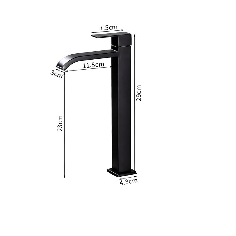 Carnival Ss-304 Extended Tall Body Basin Pillar Tap(12 Inches) For Bathroom,Washbasin (Black) - Stainless Steel, Painted - Image 3