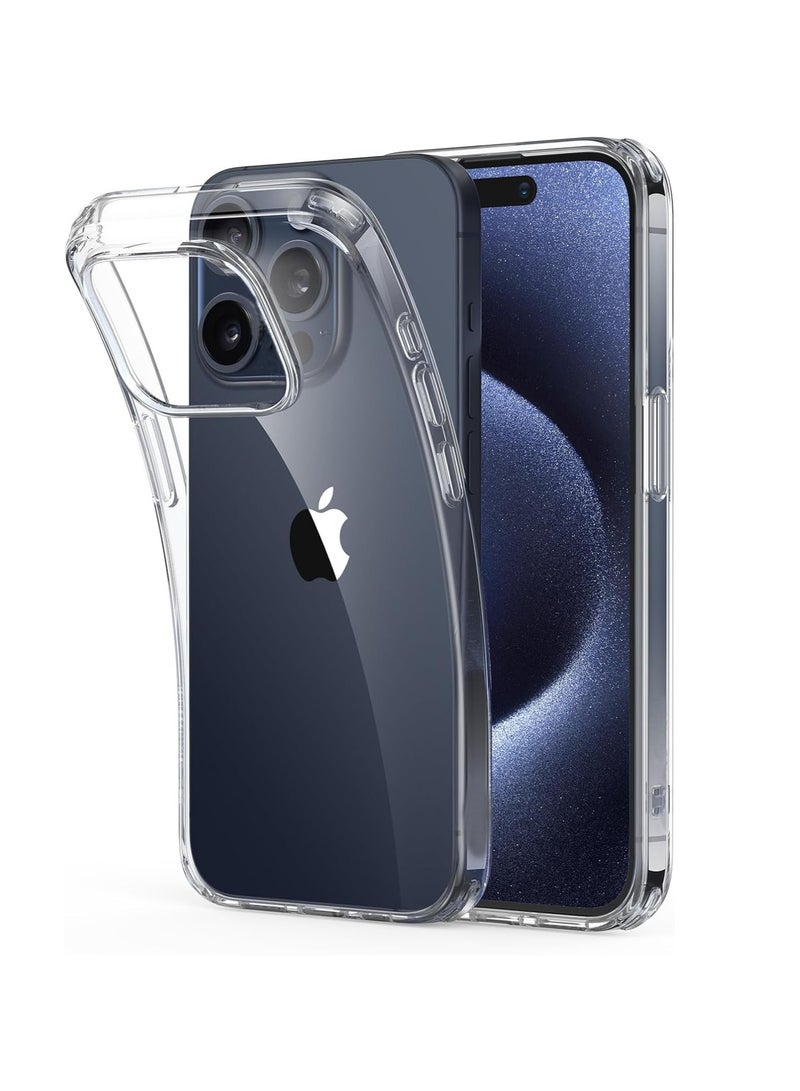 HuHa Clear Case for iPhone 15 Pro Case, Shockproof Thin Cover, Yellowing-Resistant Slim Transparent TPU Phone Case, Zero Series, Clear 
