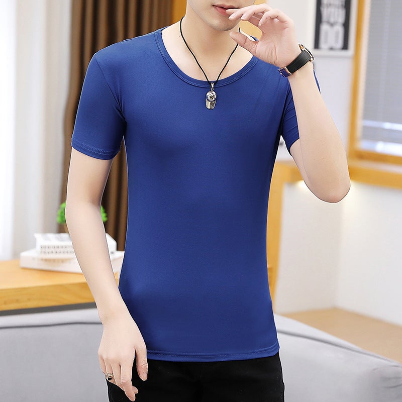 Men'S Short Sleeve T-Shirt 2024 Youth Summer Men'S Korean Slim Fit Round Neck Half Sleeve Top Tide - Image 1
