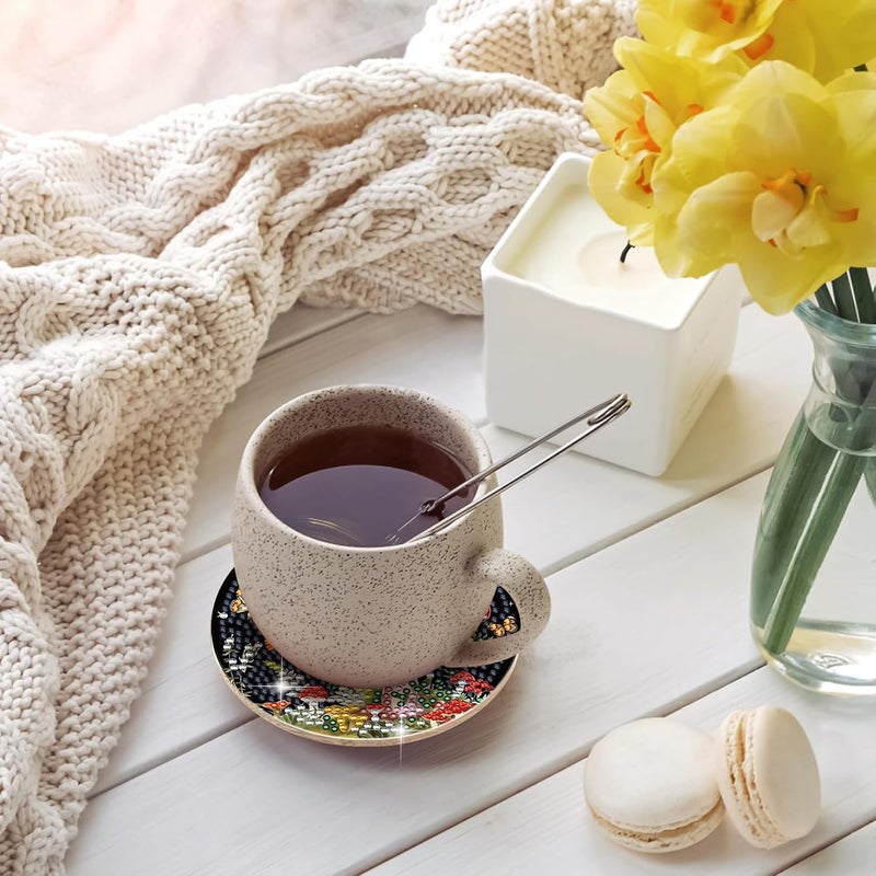 سيتسينك لوحات الماس الجماجم - 8 قطع لوحات الماس DIY الجماجم الزهور الفطر مع حامل للكبار المبتدئين هدايا حرفية مستلزمات الهالوين - Image 4