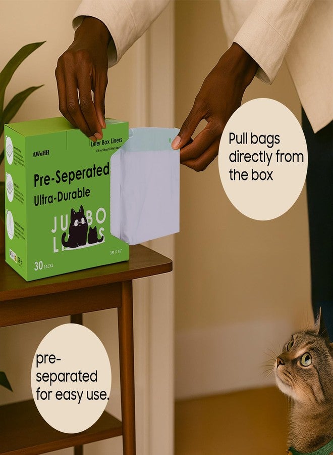 AWoHH 30 Tidy Draw-Pack Cat Litter Box Liners, Secure Fit With Rubber Band, Tear-free, Drawstring Large/Jumbo 36" x 16" Cat Litter Liner Bags For Litter Box, Firm Easy Fit, Heavy Duty - Image 3