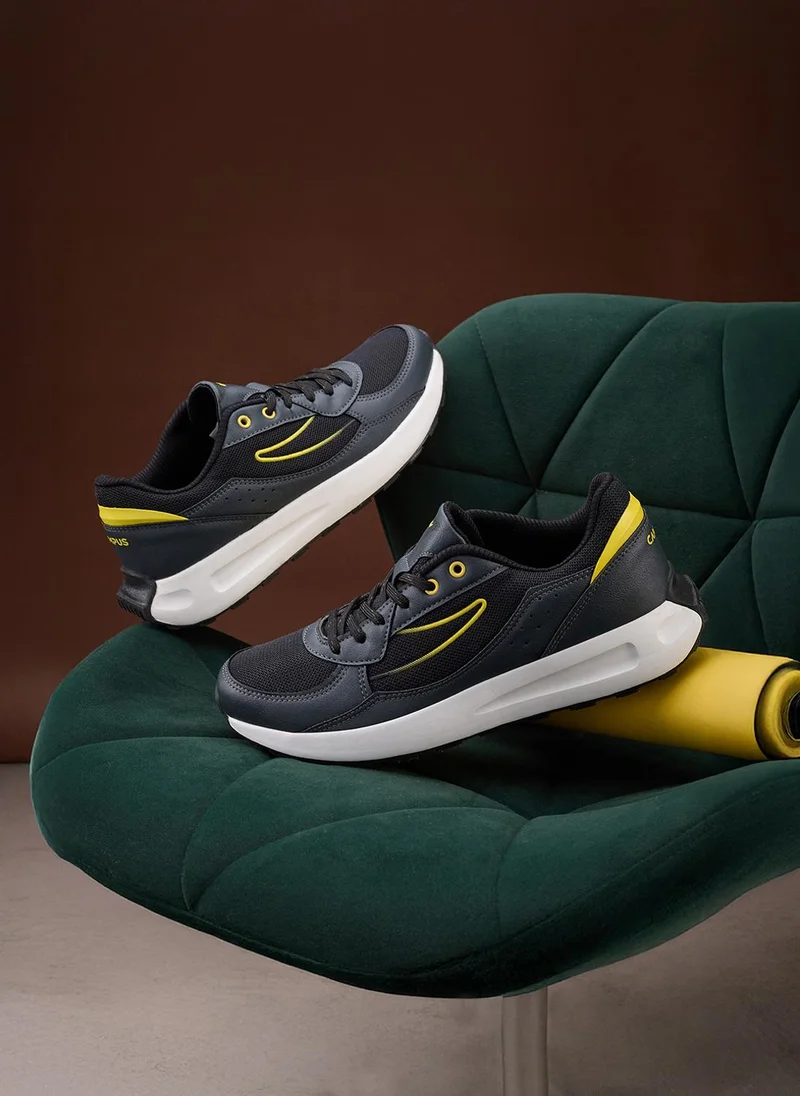 Campus Men Cable Cloud Cushion Lace-Up Sneakers-Black