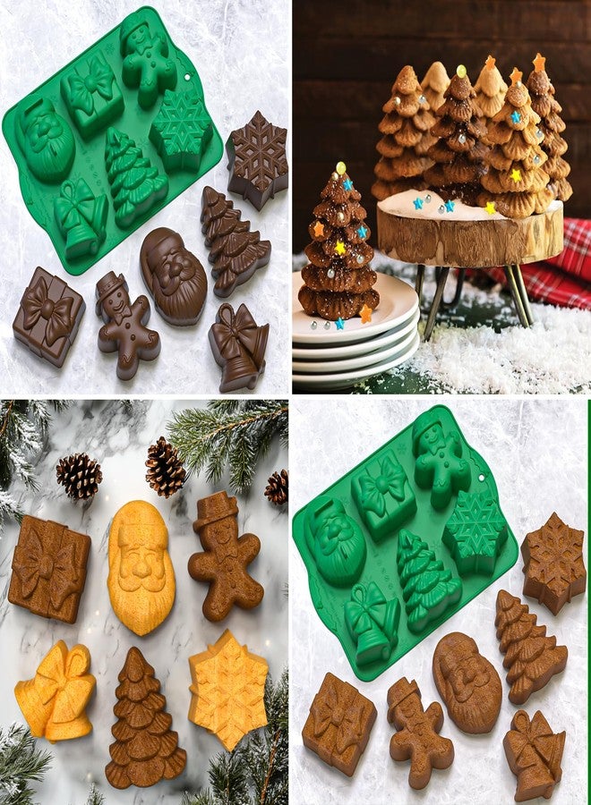Wavlakth Christmas Silicone Molds, Large Size 3D Christmas Baking Mold with Snowflake Tree Santa Gingerbread Gift Bell Shape Mold for Cakes Cocoa Bomb Handmade Soap Chocolat Jello Candy Candles, 1 Pack - Image 3