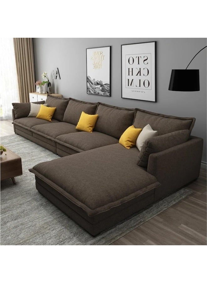 Comfynest Modern L-Shaped Sectional Sofa Set with Innovative Technology Cloth for Lounge Living Room Furniture (Brown, left)  - Image 1