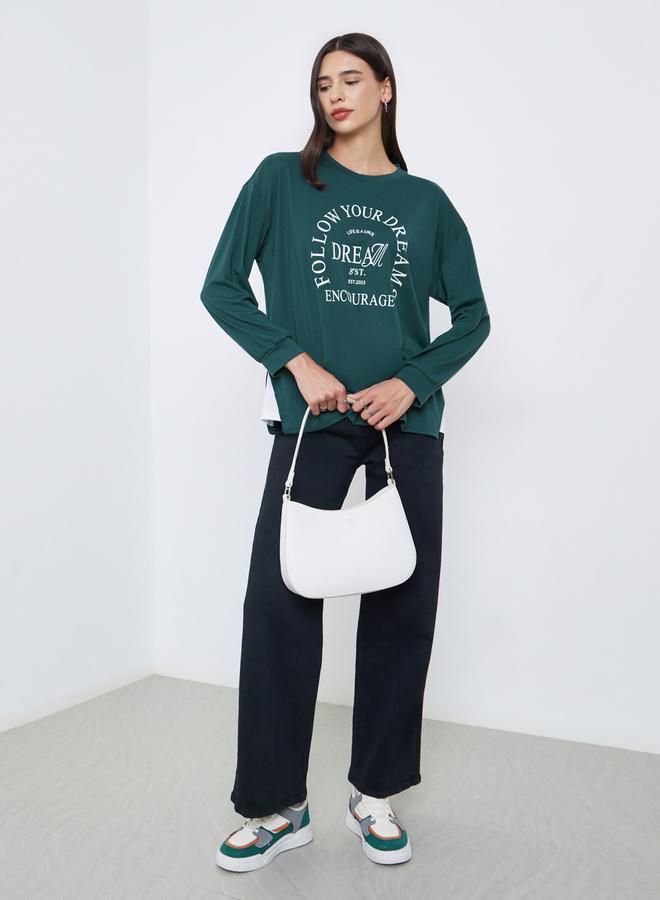 ستايلي تيشيرت واسع بطبعة كتابة - Image 2