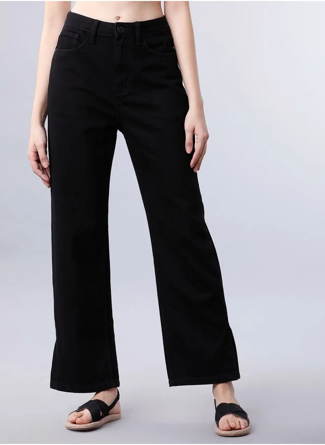 طوكيو توكيز Solid Mid Rise Straight Fit Jeans