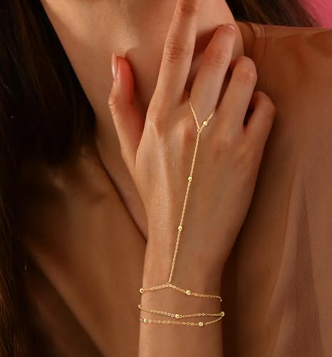 Moodear Gold Bracelet for Women Non Tarnish - Dainty Stack Hand Chain Bracelets set for Women Jewelry - Image 3