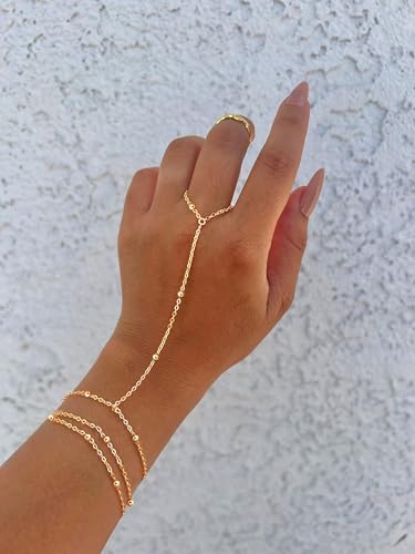 Moodear Gold Bracelet for Women Non Tarnish - Dainty Stack Hand Chain Bracelets set for Women Jewelry - Image 2