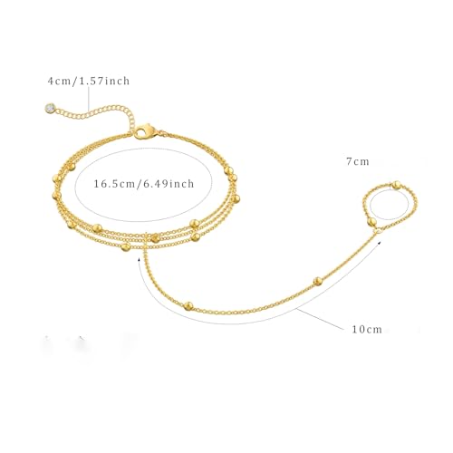 Moodear Gold Bracelet for Women Non Tarnish - Dainty Stack Hand Chain Bracelets set for Women Jewelry - Image 5