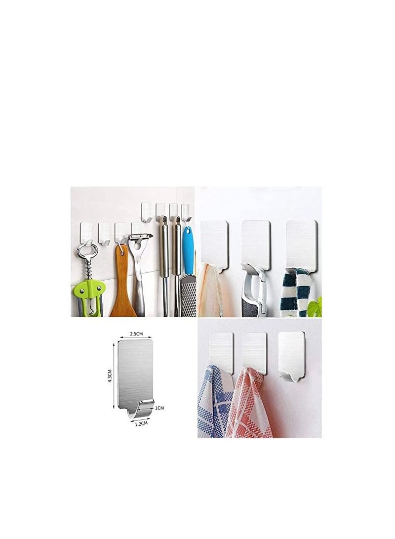 erorex Adhesive Hooks Heavy Duty Wall Hangers Hooks Waterproof Stainless Steel Towel Hanger Holder Stick on Hooks for Hanging Kitchen Bathroom Home 8 Packs - Image 2